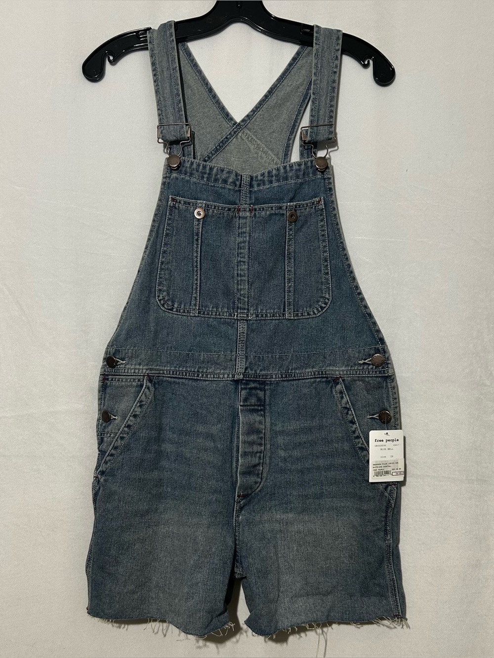 Free People NWT Denim Shortall - Boyfriend Jean Short Overalls - Blue Bell sz 28